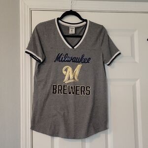 PINK Victoria's Secret Gray and White Tee